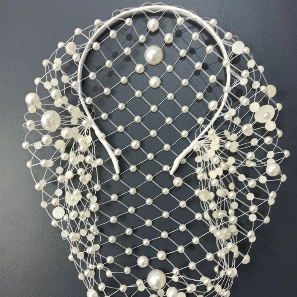 Pearl birdcage for face wedding veil